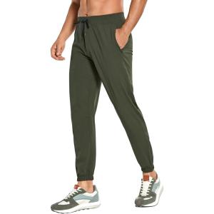 CRZ YOGA 4-Way Stretch Athletic Joggers for Men 28″ – Track Golf Gym Workout Hiking Pants with Pockets(Dark Olive)