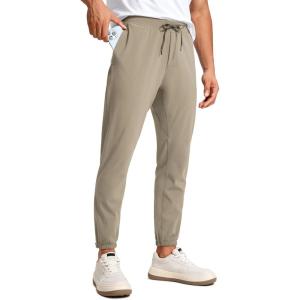 CRZ YOGA 4-Way Stretch Athletic Joggers for Men 28″ – Track Golf Gym Workout Hiking Pants with Pockets(Khali Barley)