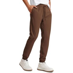 CRZ YOGA 4-Way Stretch Athletic Joggers for Men 30″/32″ – Track Golf Gym Workout Hiking Pants with Pockets(Dark Brown)