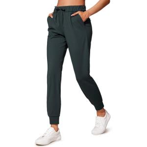 CRZ YOGA 4-Way Stretch Workout Joggers for Women 28″ – Casual Travel Athletic Pants with Pockets(Melanite)