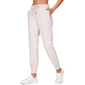 CRZ YOGA 4-Way Stretch Workout Joggers for Women 28″ – Casual Travel Athletic Pants with Pockets(Milky White (Bone))
