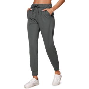 CRZ YOGA 4-Way Stretch Workout Joggers for Women 28″ – Casual Travel Athletic Pants with Pockets(Mysterious Grey)