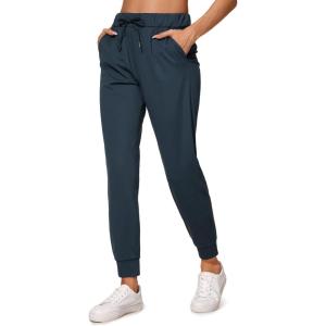 CRZ YOGA 4-Way Stretch Workout Joggers for Women 28″ – Casual Travel Athletic Pants with Pockets(True Navy)