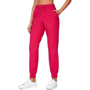 CRZ YOGA 4-Way Stretch Workout Joggers for Women 28″ – Casual Travel Athletic Pants with Pockets(Viva Magenta)