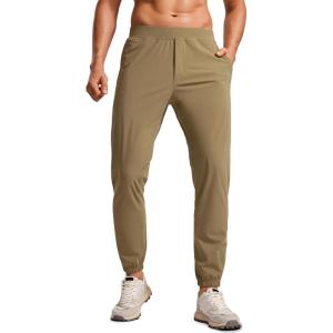 CRZ YOGA Athletic Joggers for Men 29″ – Lightweight Running Training Pants with Zip Pockets and Ankle Zippers(Artifact Brown)