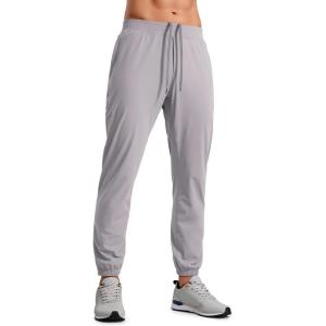 CRZ YOGA Athletic Joggers for Men 29″ – Lightweight Running Training Pants with Zip Pockets and Ankle Zippers(Dark Chrome)