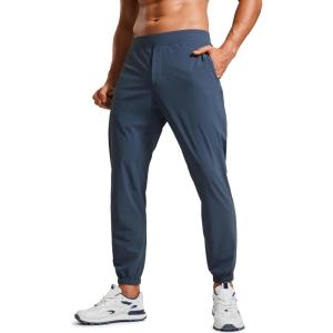 CRZ YOGA Athletic Joggers for Men 29″ – Lightweight Running Training Pants with Zip Pockets and Ankle Zippers(Electric Blue)