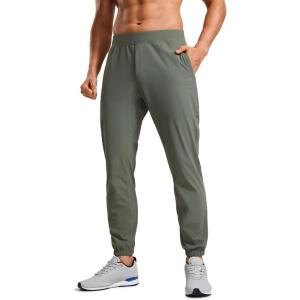 CRZ YOGA Athletic Joggers for Men 29″ – Lightweight Running Training Pants with Zip Pockets and Ankle Zippers(Grey Sage)