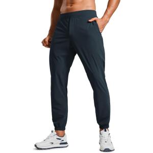 CRZ YOGA Athletic Joggers for Men 29″ – Lightweight Running Training Pants with Zip Pockets and Ankle Zippers(True Navy)