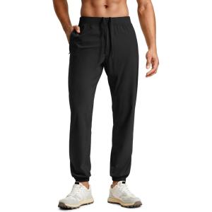 CRZ YOGA Athletic Joggers for Men 31″ – Lightweight Running Training Pants with Zip Pockets and Ankle Zippers(Black)