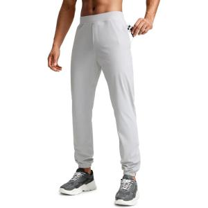 CRZ YOGA Athletic Joggers for Men 31″ – Lightweight Running Training Pants with Zip Pockets and Ankle Zippers(Platinum Grey)