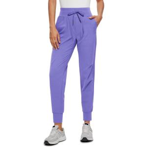 CRZ YOGA Athletic Joggers for Women 27.5″ – Lightweight Travel Outdoor Hiking Pants with Pockets(Dark Lavender Purple)