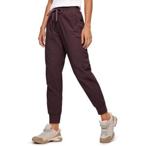 CRZ YOGA Athletic Joggers for Women 27.5″ – Lightweight Travel Outdoor Hiking Pants with Pockets(Dark Russet)