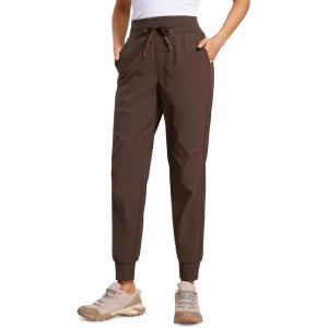 CRZ YOGA Athletic Joggers for Women 27.5″ – Lightweight Travel Outdoor Hiking Pants with Pockets(Hot Fudge Brown)