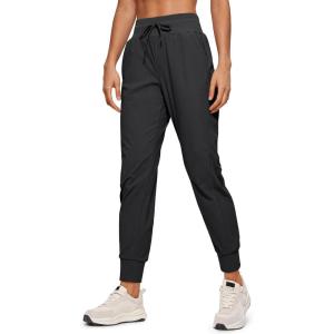 CRZ YOGA Athletic Joggers for Women 27.5″ – Lightweight Travel Outdoor Hiking Pants with Pockets(Ink Gray)