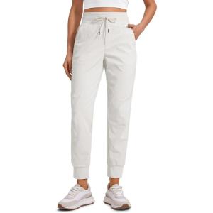 CRZ YOGA Athletic Joggers for Women 27.5″ – Lightweight Travel Outdoor Hiking Pants with Pockets(Milky White (Bone))
