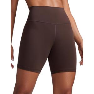 CRZ YOGA Butterbreeze Athletic Biker Shorts 6” – High Waisted Workout Gym Volleyball Running Yoga Tummy Control Womens(Hot Fudge Brown)