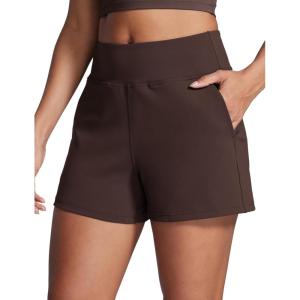 CRZ YOGA Butterbreeze Workout Shorts for Women Linerless High Waisted for Casual Athletic Gym Yoga with Pockets(Hot Fudge Brown)