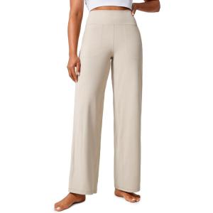CRZ YOGA Butterlift Wide Leg Pants Pockets 29″/31″/33″ – High Waisted Yoga Lounge Buttery Soft Comfy Casual Womens(Mojave Tan)