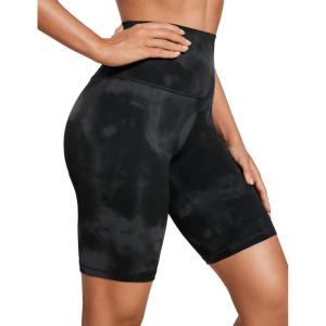 CRZ YOGA Butterluxe Biker Shorts 8″ – High Waisted Gym Workout Running Volleyball Spandex Yoga Womens(Black Tie Dye Flowers)