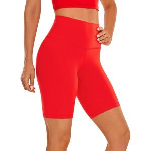 CRZ YOGA Butterluxe Biker Shorts 8″ – High Waisted Gym Workout Running Volleyball Spandex Yoga Womens(Dark Red)