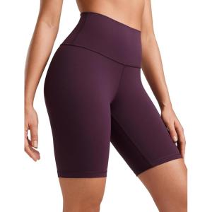CRZ YOGA Butterluxe Biker Shorts 8″ – High Waisted Gym Workout Running Volleyball Spandex Yoga Womens(Deep Purple)