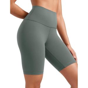 CRZ YOGA Butterluxe Biker Shorts 8″ – High Waisted Gym Workout Running Volleyball Spandex Yoga Womens(Grey Sage)