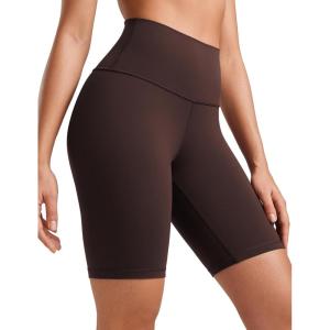CRZ YOGA Butterluxe Biker Shorts 8″ – High Waisted Gym Workout Running Volleyball Spandex Yoga Womens(Hot Fudge Brown)