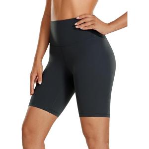 CRZ YOGA Butterluxe Biker Shorts 8″ – High Waisted Gym Workout Running Volleyball Spandex Yoga Womens(Melanite)