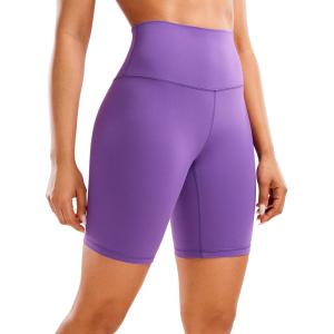 CRZ YOGA Butterluxe Biker Shorts 8″ – High Waisted Gym Workout Running Volleyball Spandex Yoga Womens(Royal Lilac)