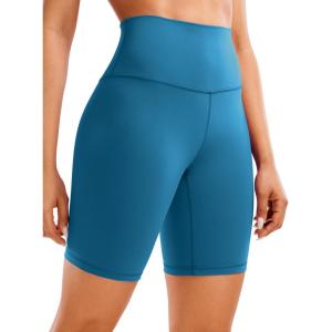 CRZ YOGA Butterluxe Biker Shorts 8″ – High Waisted Gym Workout Running Volleyball Spandex Yoga Womens(Super-sonic Blue)