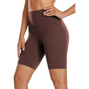 CRZ YOGA Butterluxe Biker Shorts 8″ – High Waisted Gym Workout Running Volleyball Spandex Yoga Womens(Taupe)