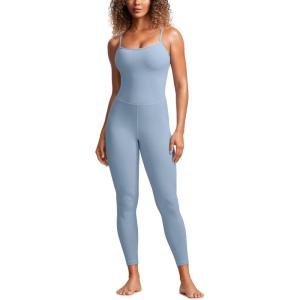 CRZ YOGA Butterluxe Cami Strap Jumpsuits for Women – Adjustable Yoga Workout One Piece Tank Leggings Romper with Built-in Bra(Cambric Blue)