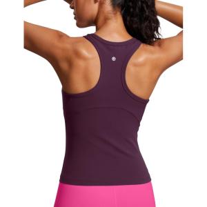 CRZ YOGA Butterluxe High Neck Tank Tops for Women – Yoga Workout Athletic Gym Camisole Racerback Sleeveless Shirts(Deep Purple)