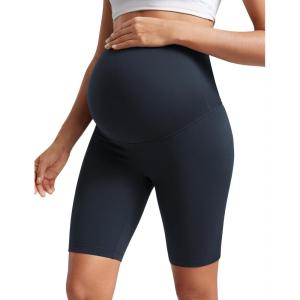 CRZ YOGA Butterluxe Maternity Biker Shorts 8″ – Over The Belly Pregnancy Yoga Workout Womens Activewear Buttery Soft(True Navy)