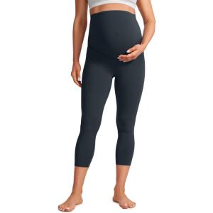 CRZ YOGA Butterluxe Maternity Capris Leggings 21″ – Over The Belly Workout Active Yoga Womens Pregnancy Crop Pants Stretchy(True Navy)