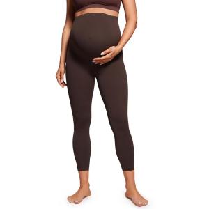 CRZ YOGA Butterluxe Maternity Capris Leggings 23″ – Over The Belly Workout Active Yoga Womens Pregnancy Crop Pants Stretchy(Hot Fudge Brown)