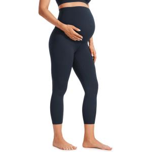 CRZ YOGA Butterluxe Maternity Capris Leggings 23″ – Over The Belly Workout Active Yoga Womens Pregnancy Crop Pants Stretchy(True Navy)