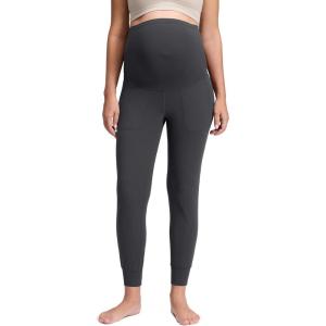 CRZ YOGA Butterluxe Maternity Joggers Pockets 27″ – Workout Active Yoga Pregnancy Womens Pants Over The Belly Soft(Mysterious Grey)