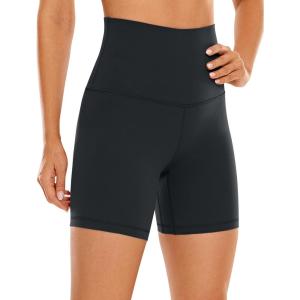 CRZ YOGA Butterluxe Super High Waist Biker Shorts 6″- Yoga Workout Womens Buttery Soft Over Belly(Melanite)