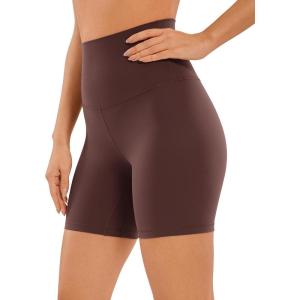 CRZ YOGA Butterluxe Super High Waist Biker Shorts 6″- Yoga Workout Womens Buttery Soft Over Belly(Taupe)