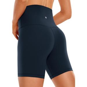 CRZ YOGA Butterluxe Super High Waist Biker Shorts 6″- Yoga Workout Womens Buttery Soft Over Belly(Twilight Blue)