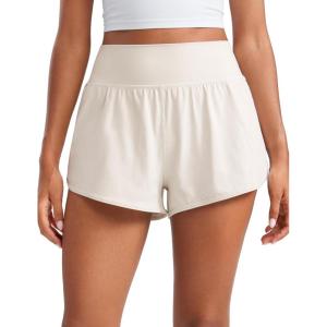 CRZ YOGA Butterluxe-Light High Waisted Dolphin Shorts for Women 2.5″ Soft Split for Casual Lounge Athletic Yoga with Liner(Milky White (Bone))