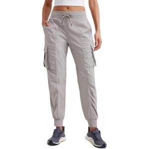 CRZ YOGA Cargo Joggers for Women Lightweight Ruched Workout Casual Travel Athletic Hiking Pants with Pockets(Dark Chrome)
