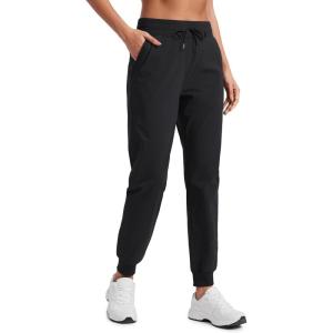 CRZ YOGA Casual Workout Jogger for Women 28.5″ – Tapered Lightweight Stretch Athletic Outdoor Pants with Pockets(Black)