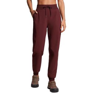 CRZ YOGA Casual Workout Jogger for Women 28.5″ – Tapered Lightweight Stretch Athletic Outdoor Pants with Pockets(Red Merlot)