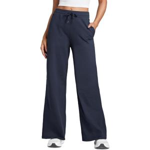 CRZ YOGA Cloud Jersey Wide Leg Sweatpants Women 30″ High Waisted Casual Lounge Pajama Travel Pants with Pockets(Navy)