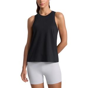 CRZ YOGA Cotton-Blend Workout Racerback Tank for Women Athletic High Neck Breathable Tops Casual Basic Sleeveless Shirts(Black)