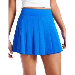 CRZ YOGA Cute Pleated Skirts for Women High Waisted Tennis Golf Skorts with Pockets Casual Athletic Workout Skater(Sparkle Blue)
