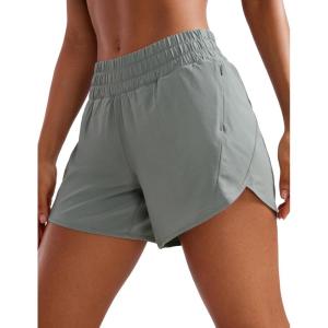 CRZ YOGA Dolphin Athletic Shorts for Women 5″ – High Waisted Quick Dry for Running Workout Gym Track with Zip Pocket(Sterling)